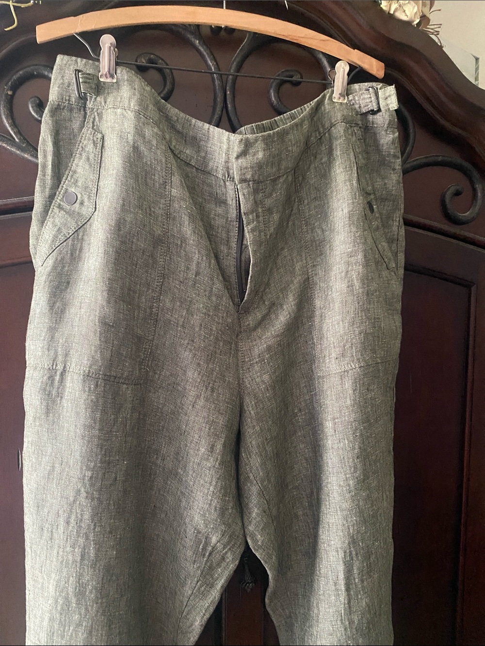 Athleta Women's Olive Green Linen-Blend Chinos